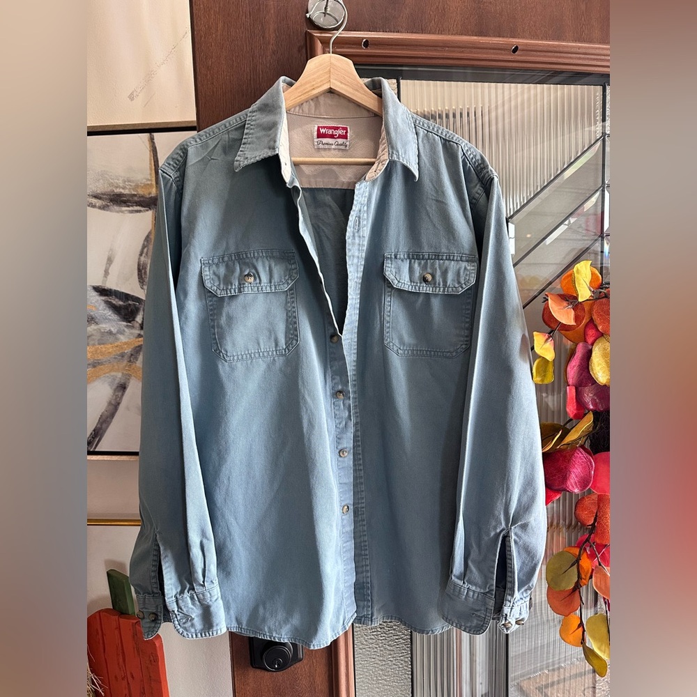 Wrangler Blue Casual Button Down Shirt